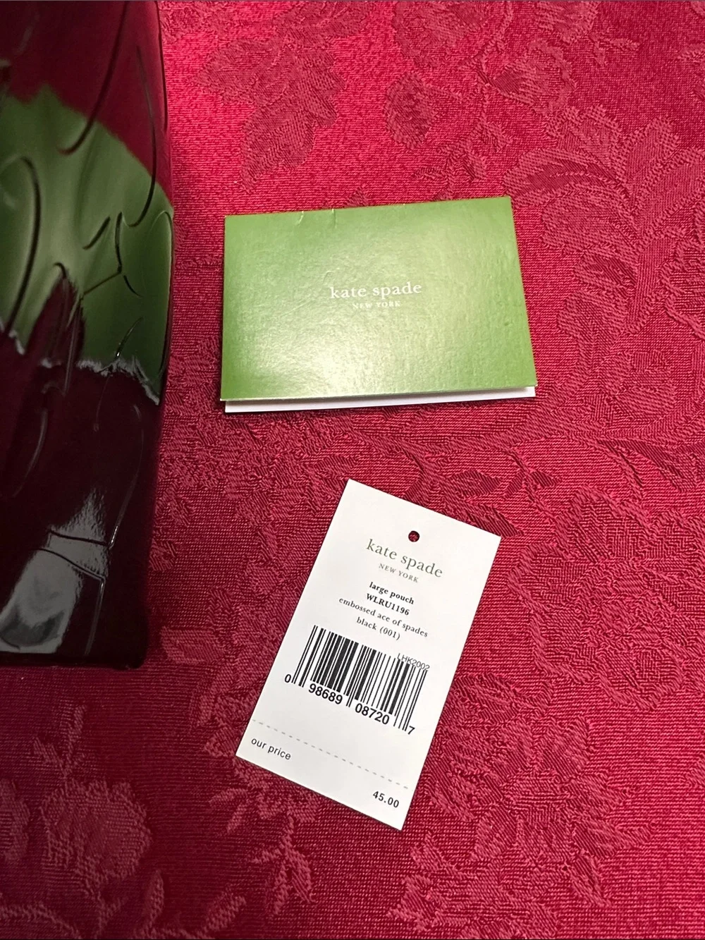 Kate Spade Black Glossy Large Zip Cosmetic Pouch